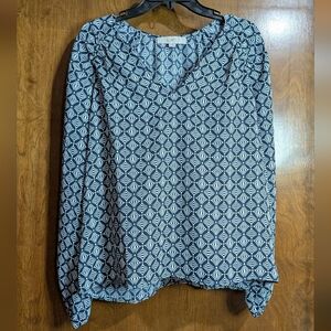 Loft M EUC Geometric Patterned Blouse